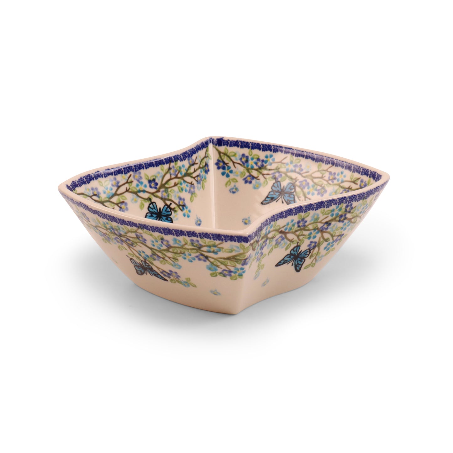 9.5"x8.5"x4" Wavy Bowl. Pattern: Winged Summer