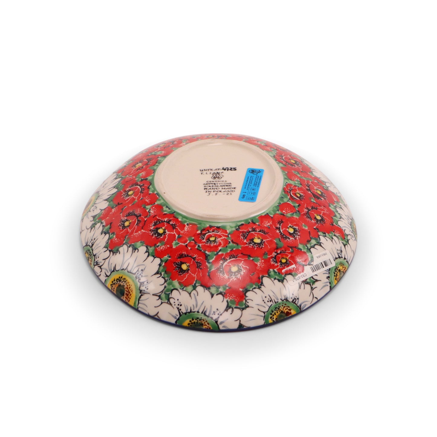 10"x8.5"x1.5" Oval Bowl.Pattern: Scarlet Daisy