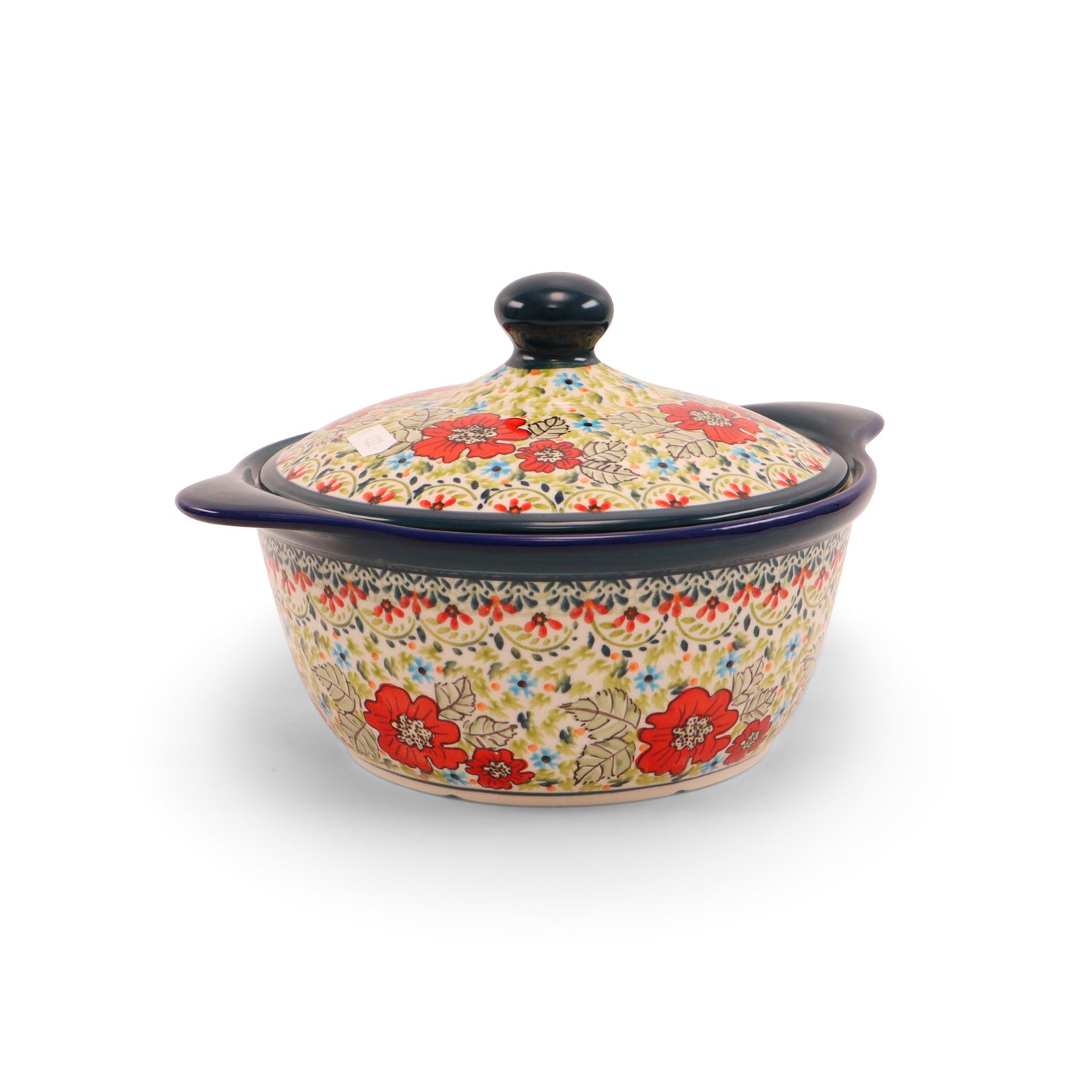 8.5"x4" Covered Baker with Handles Large. Pattern: In My Garden