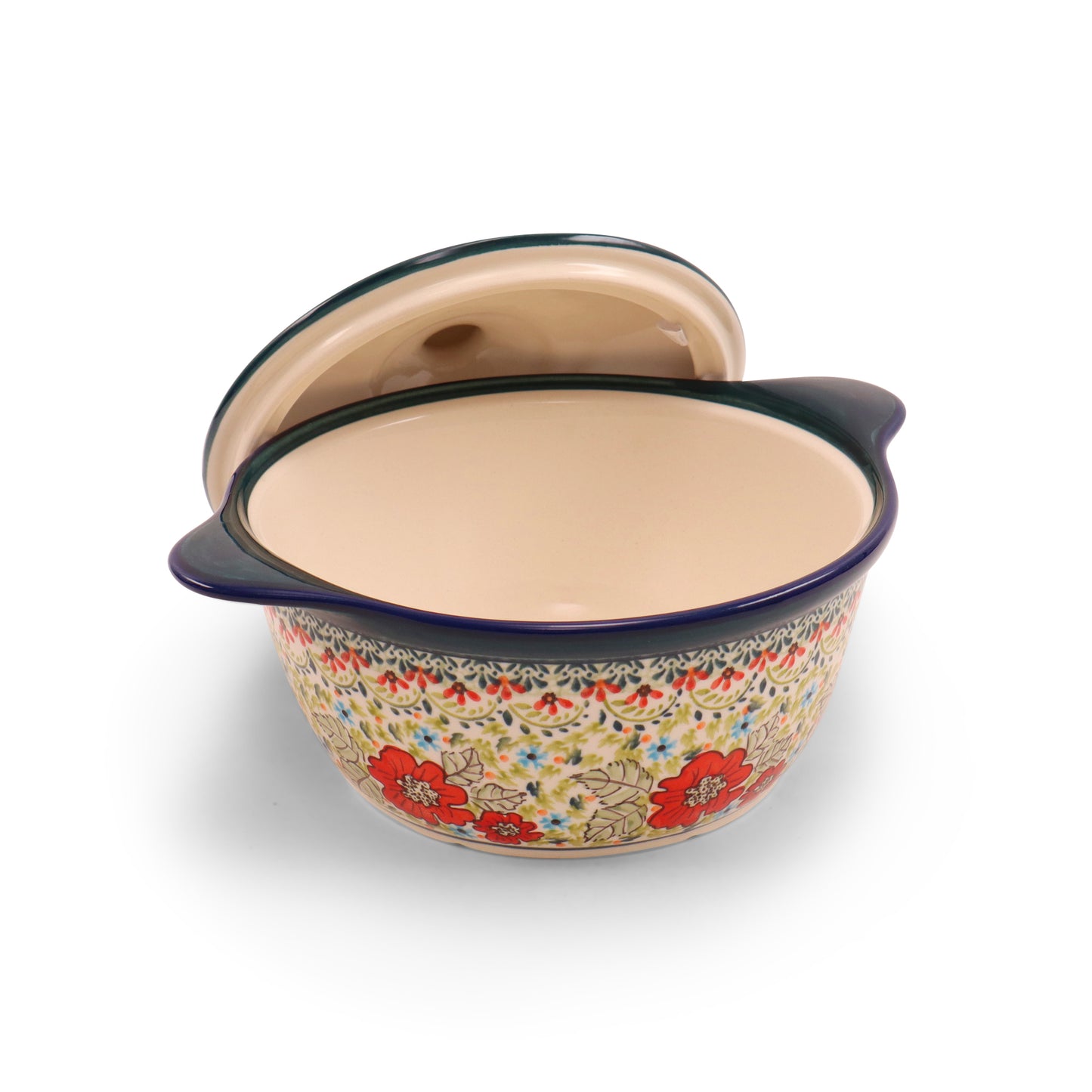 8.5"x4" Covered Baker with Handles Large. Pattern: In My Garden
