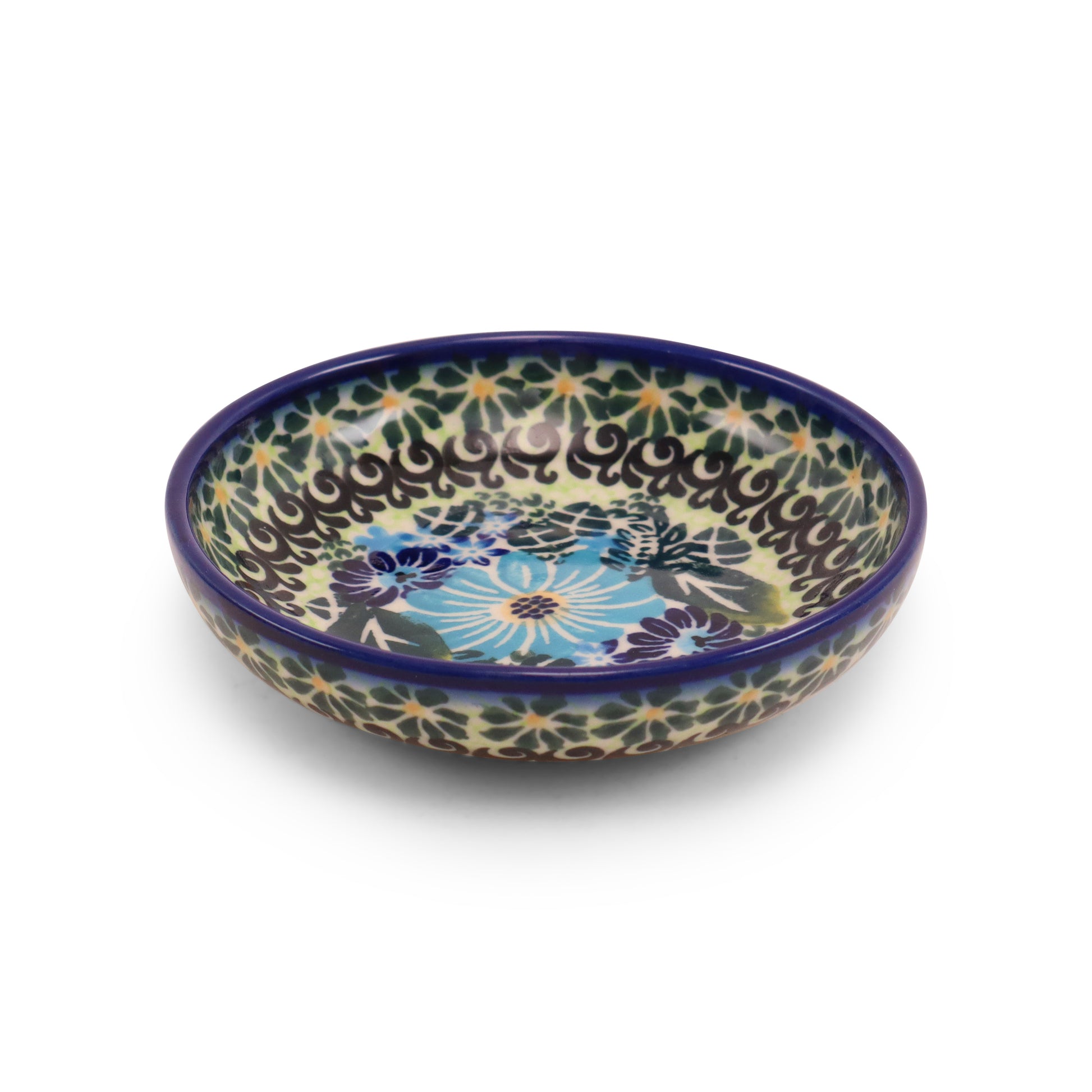 4.5"x1.5" Shallow Bowl.Pattern: Cornflower Craze