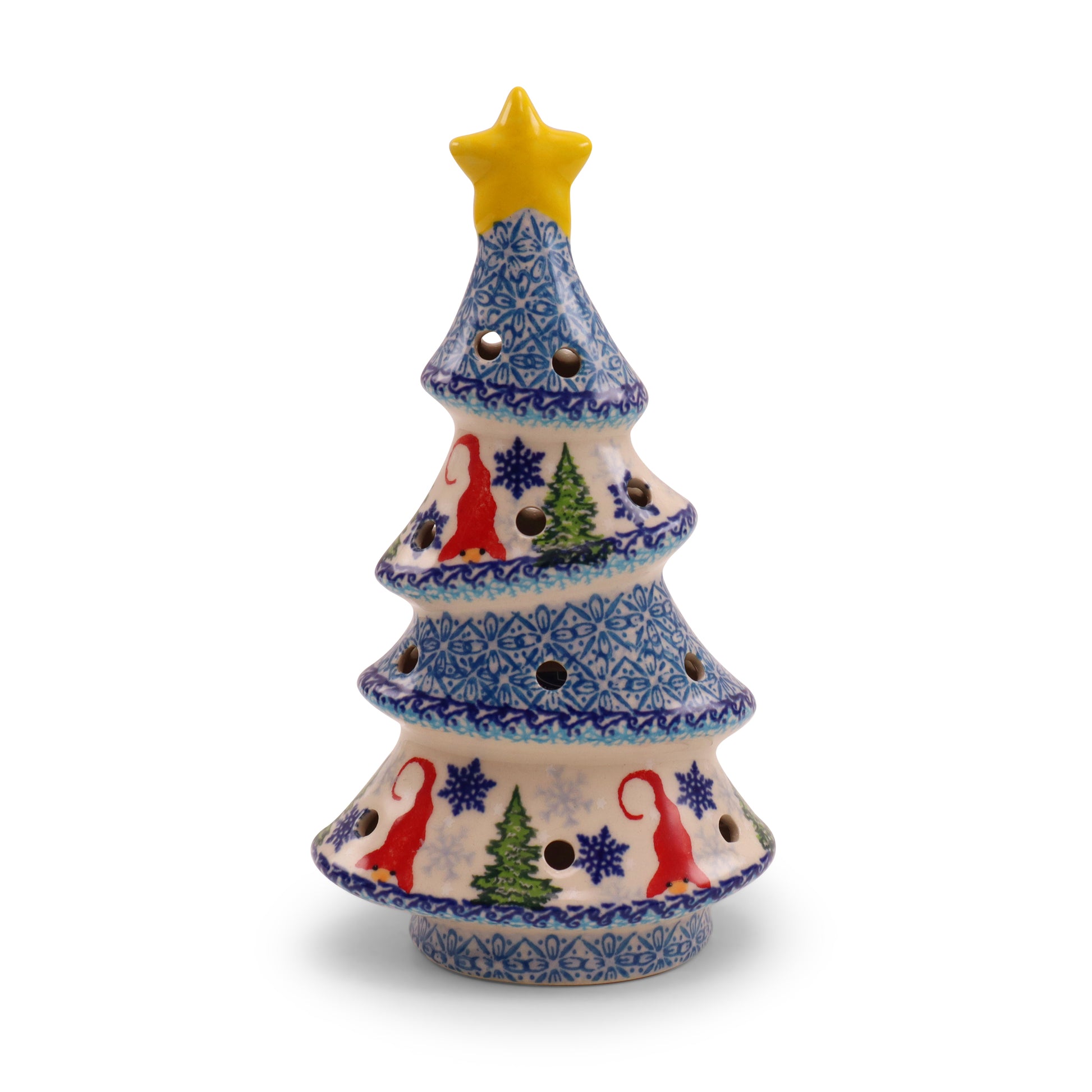 8"x4.5" Luminary Tree. Pattern: Festive Gnome