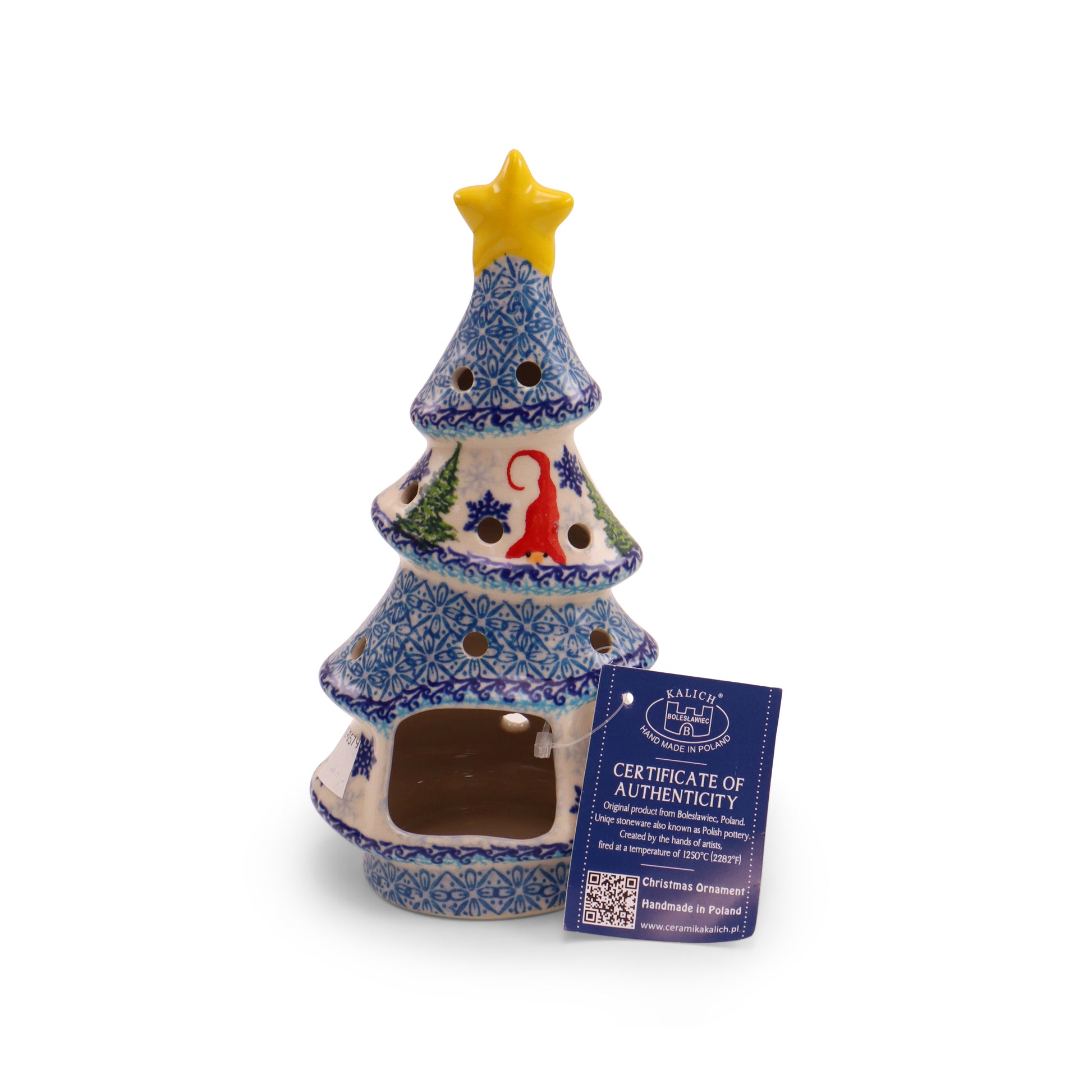 8"x4.5" Luminary Tree. Pattern: Festive Gnome