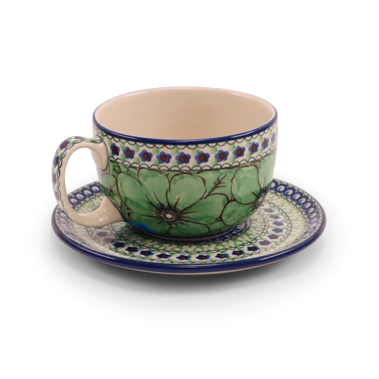 12oz Cup and Saucer.Pattern: Jade Poppy