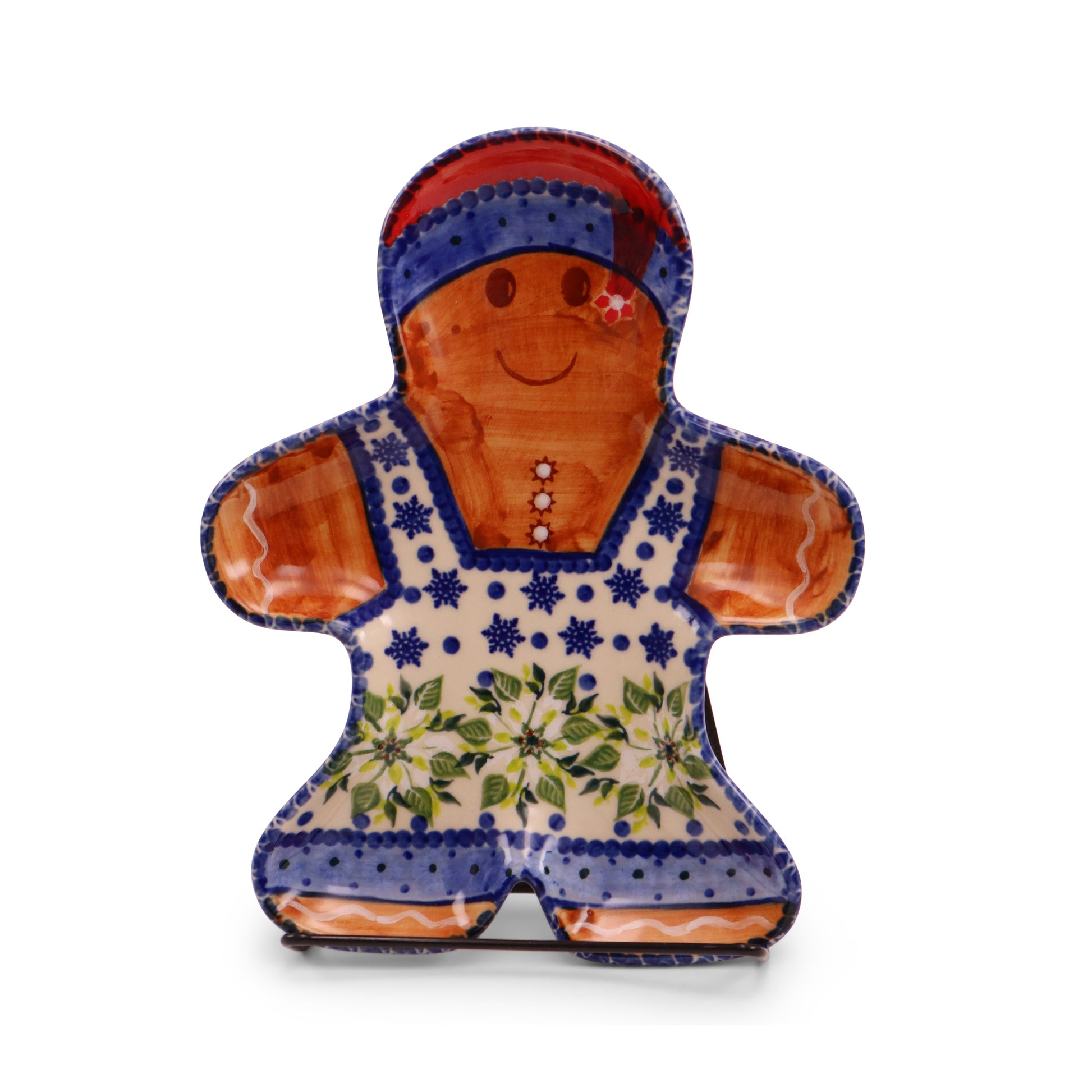 7.5"x9.5" Gingerbread Boy. Pattern: Poinsettia