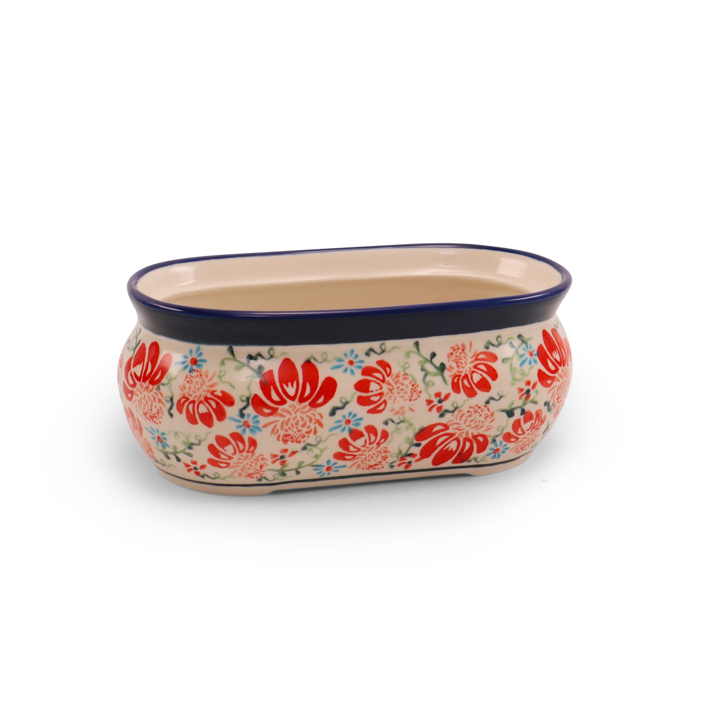 8"x4.5"x3" Flower Pot Cover. Pattern: Flower Parade