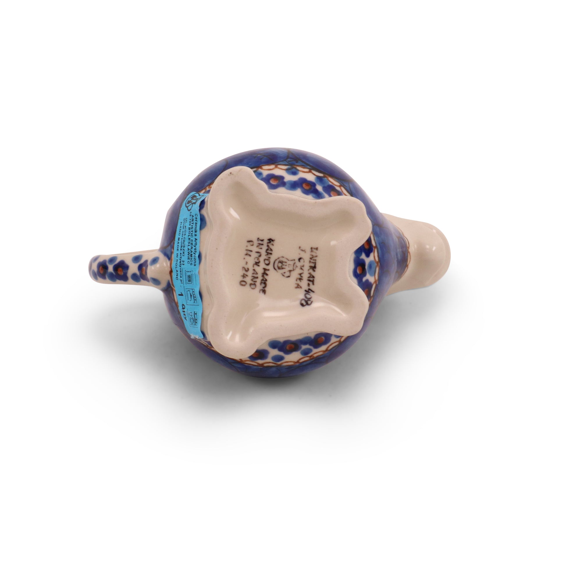 4.5"x3.5" Cow Creamer.Pattern: Cobalt Chyla