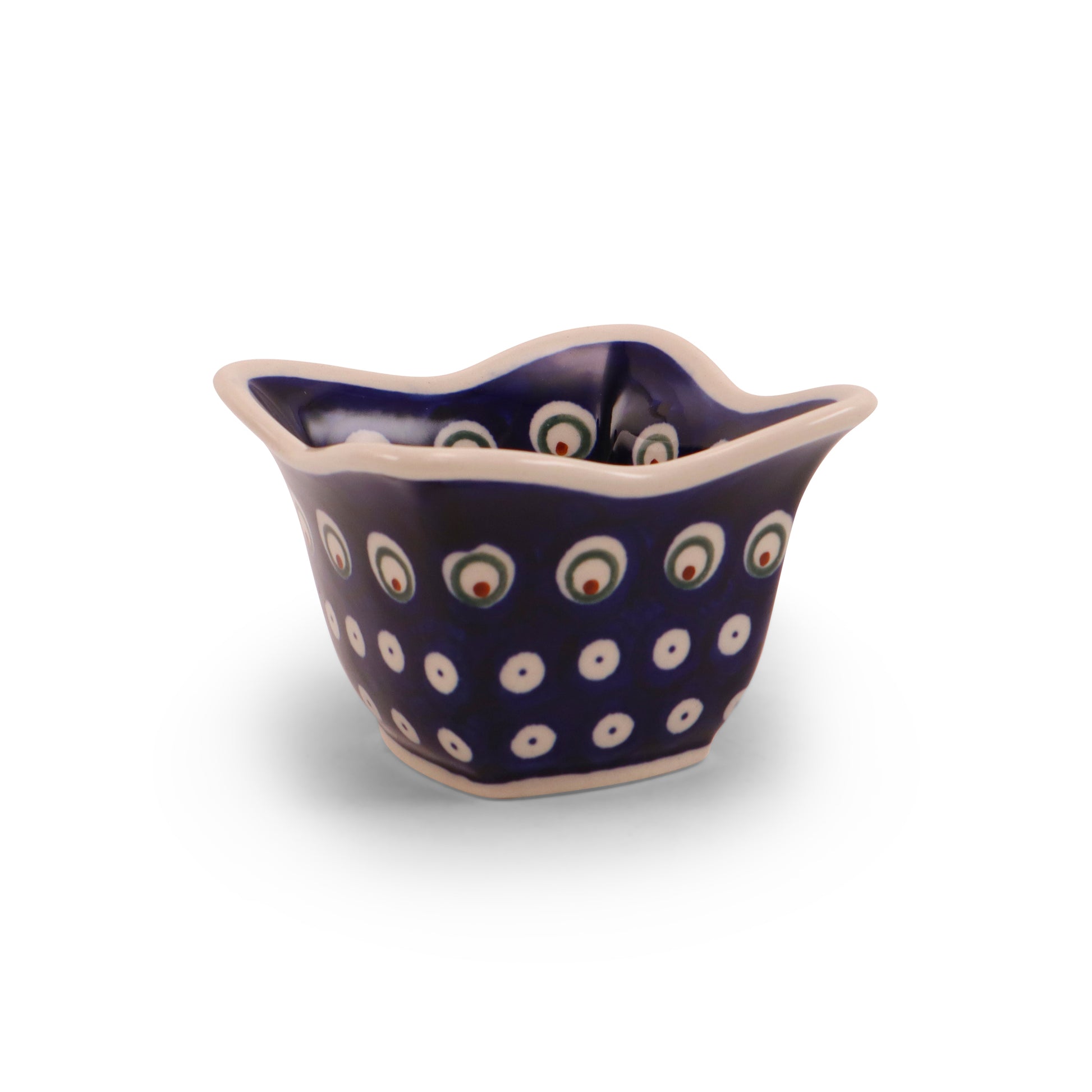 4"x4"x2.5" Wavy Bowl. Pattern: Private Eyes