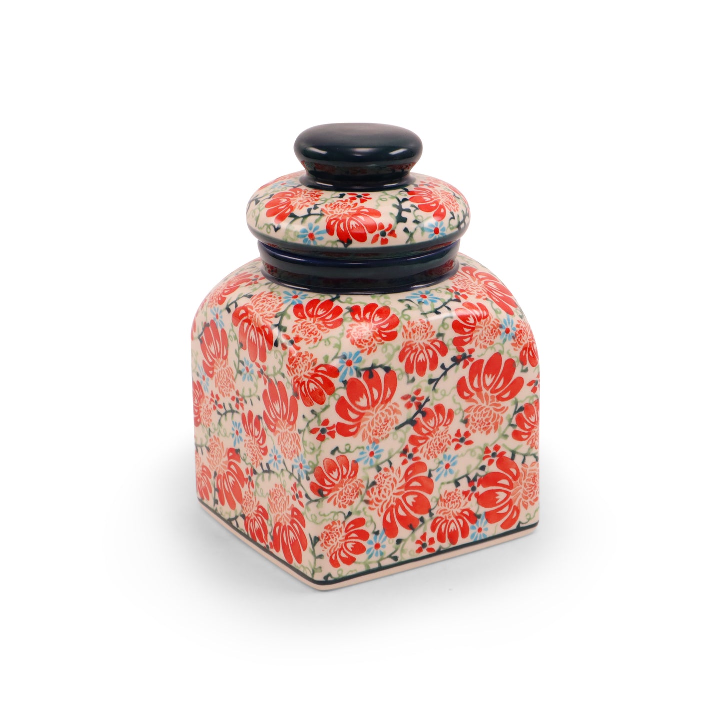 5"x5"x7" Container With Lid. Pattern: Flower Parade