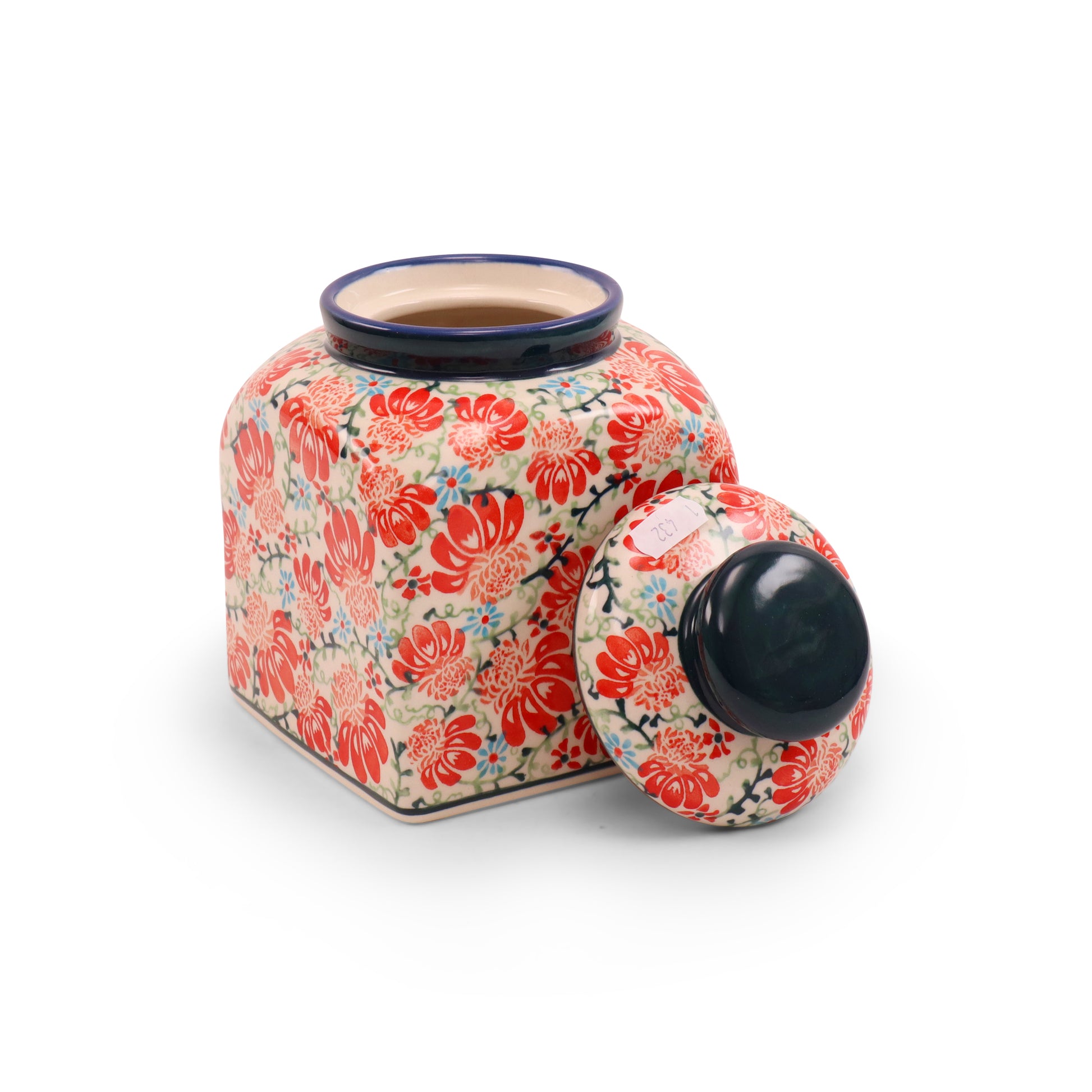 5"x5"x7" Container With Lid. Pattern: Flower Parade