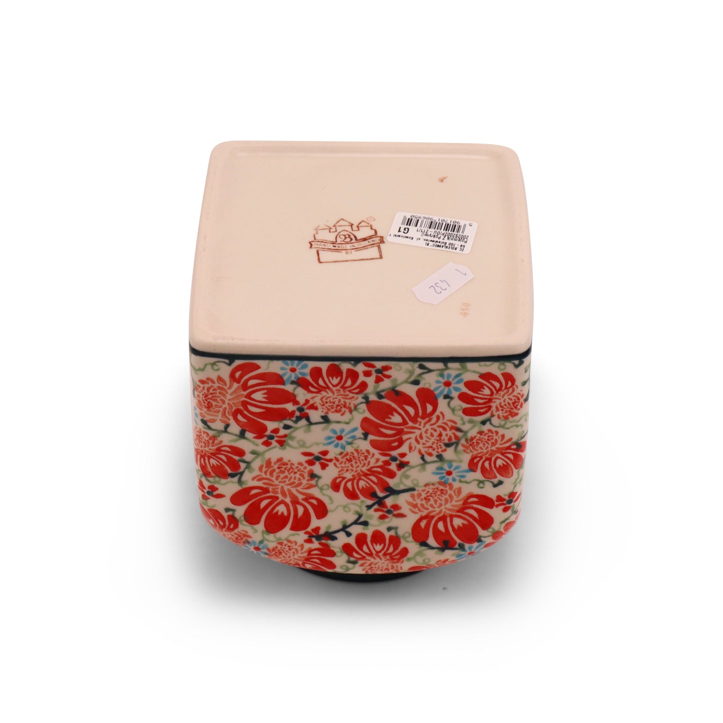 5"x5"x7" Container With Lid. Pattern: Flower Parade