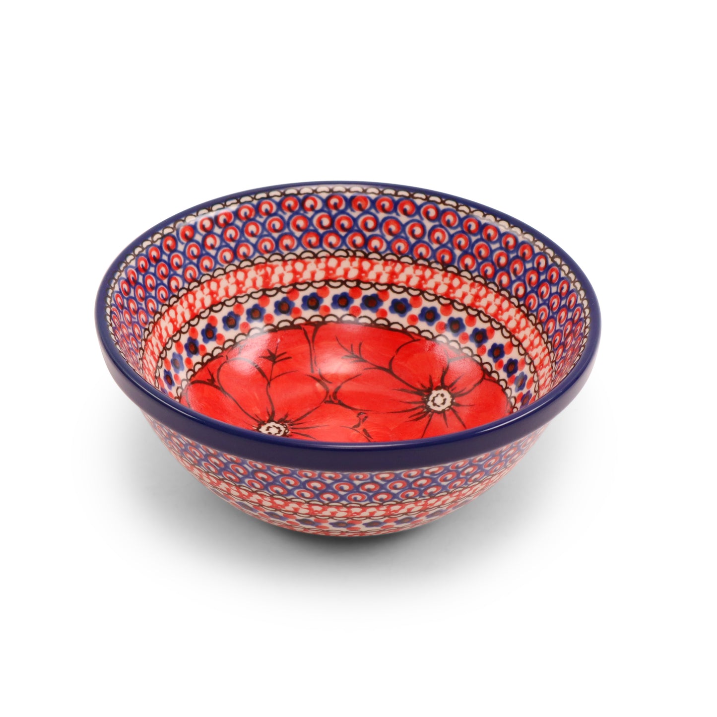 6.5"x3" Ridge Bowl.Pattern: Scarlet Poppy