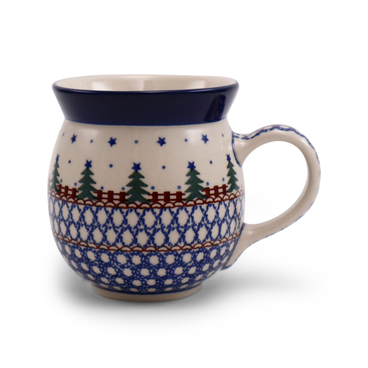 16oz Belly Mug.Pattern: Winter Day