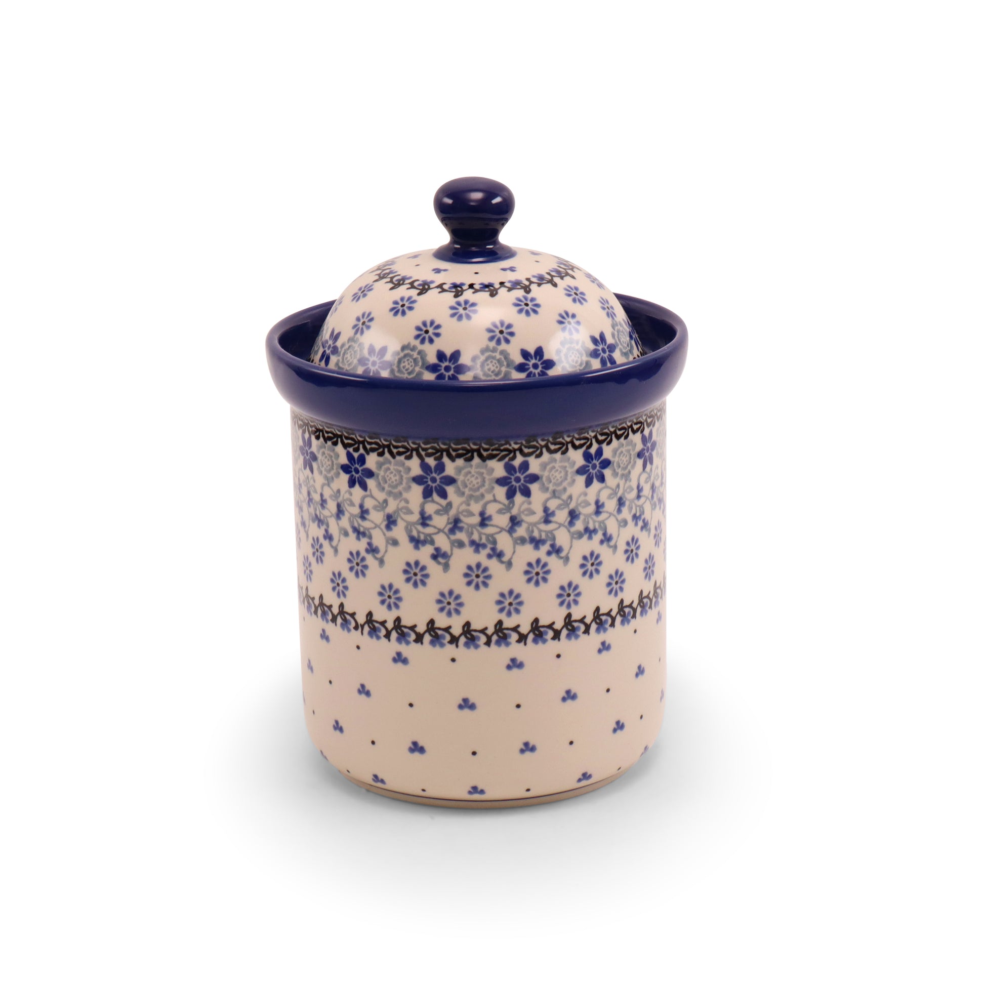6"x6" Container with Lid.Pattern: Blue Licorice