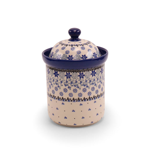 6"x6" Container with Lid.Pattern: Blue Licorice