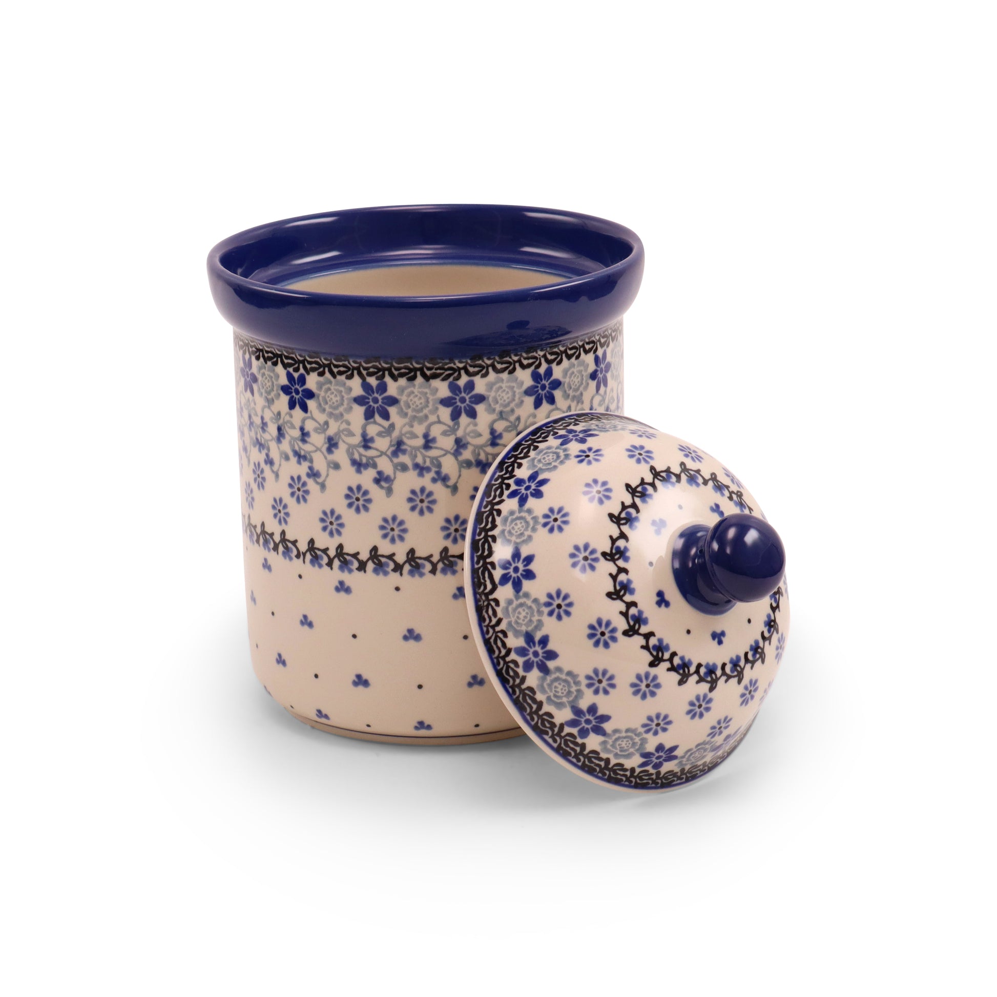 6"x6" Container with Lid.Pattern: Blue Licorice