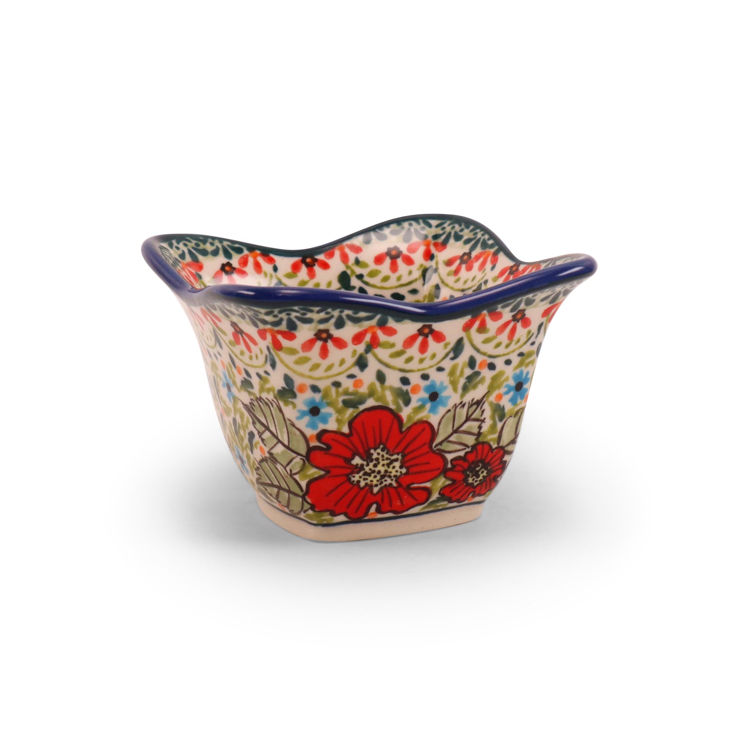 4"x4"x2.5" Wavy Bowl. Pattern: In My Garden