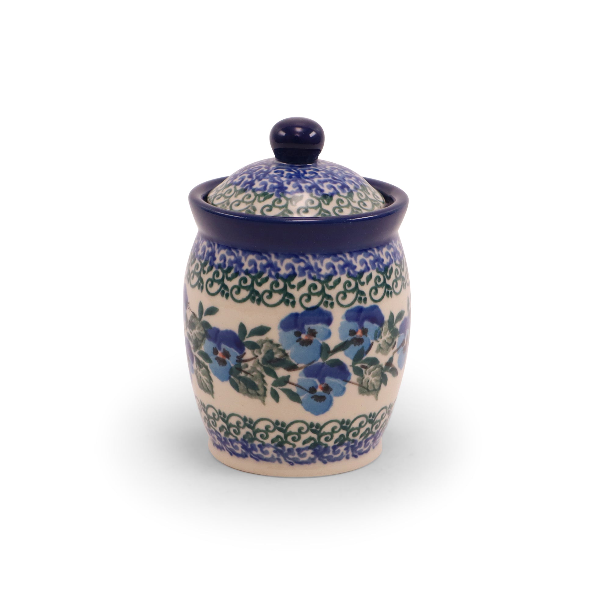 6oz Container with Lid.Pattern: Pansy World