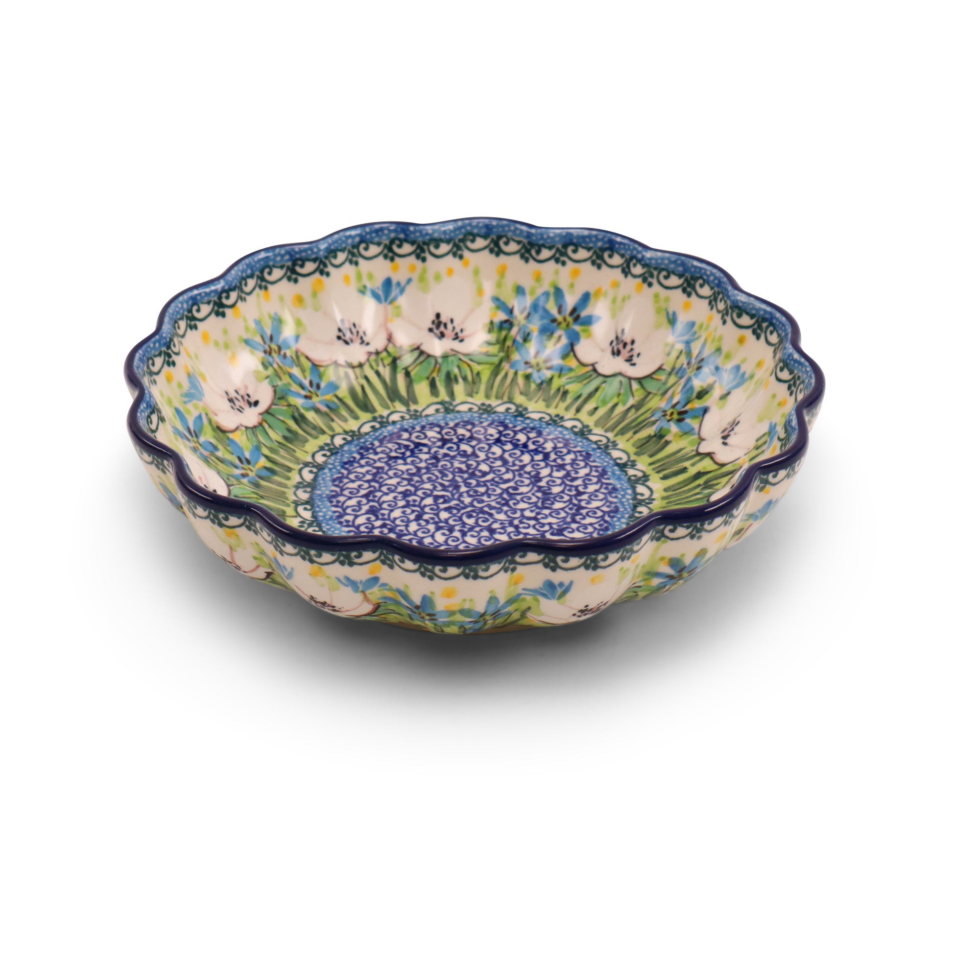7.5"x2" Round Scalloped Bowl.Pattern: Spring Meadow