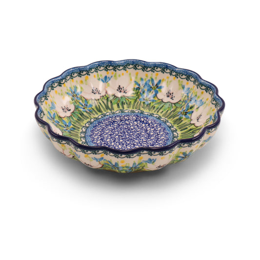 7.5"x2" Round Scalloped Bowl.Pattern: Spring Meadow
