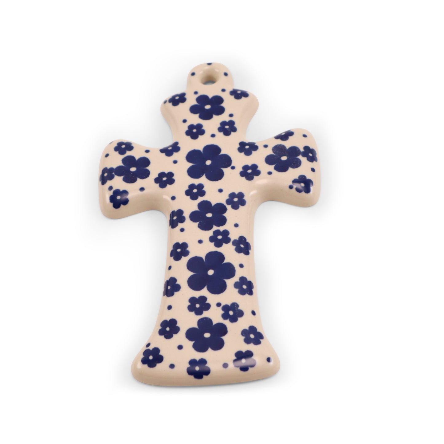 7.5"x4" Hanging Cross. Pattern: Forget Me Not