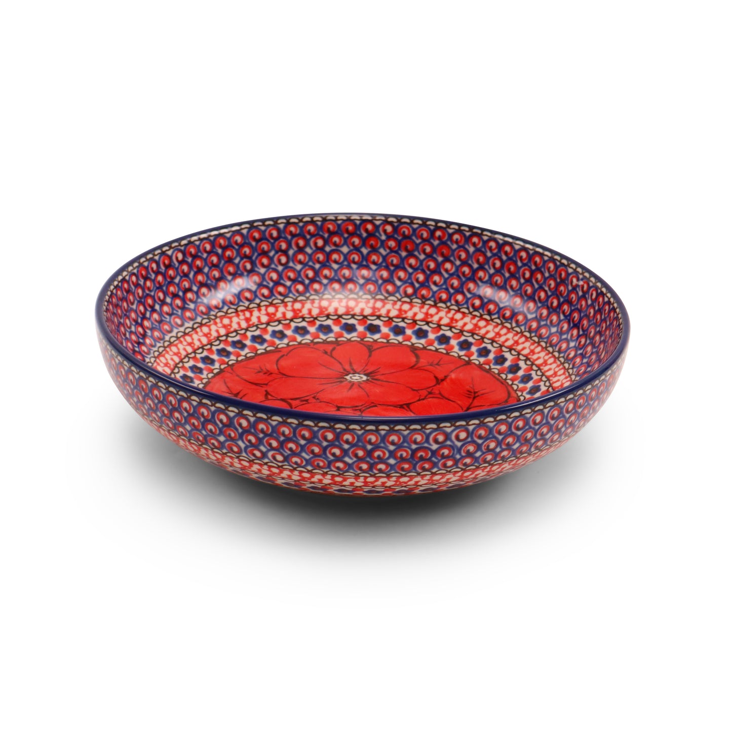 8.5"x2" Round Shallow Bowl.Pattern: Scarlet Poppy