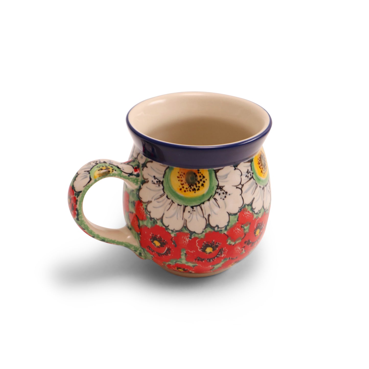 16oz Belly Mug. Pattern: Scarlet Poppy