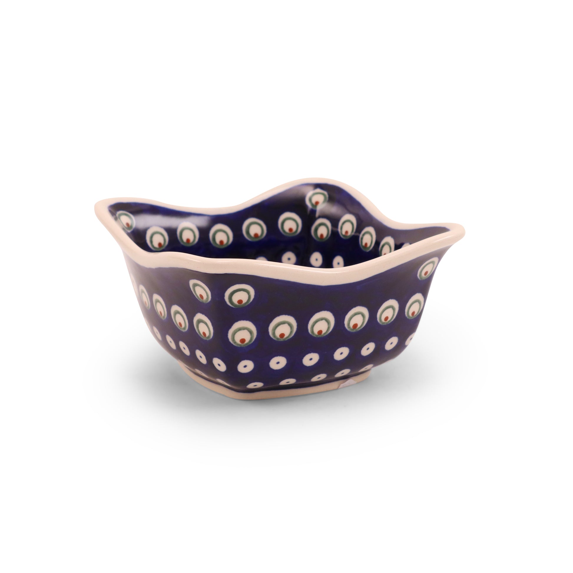 5.5"x5.5"x2.5" Wavy Bowl. Pattern: Private Eyes