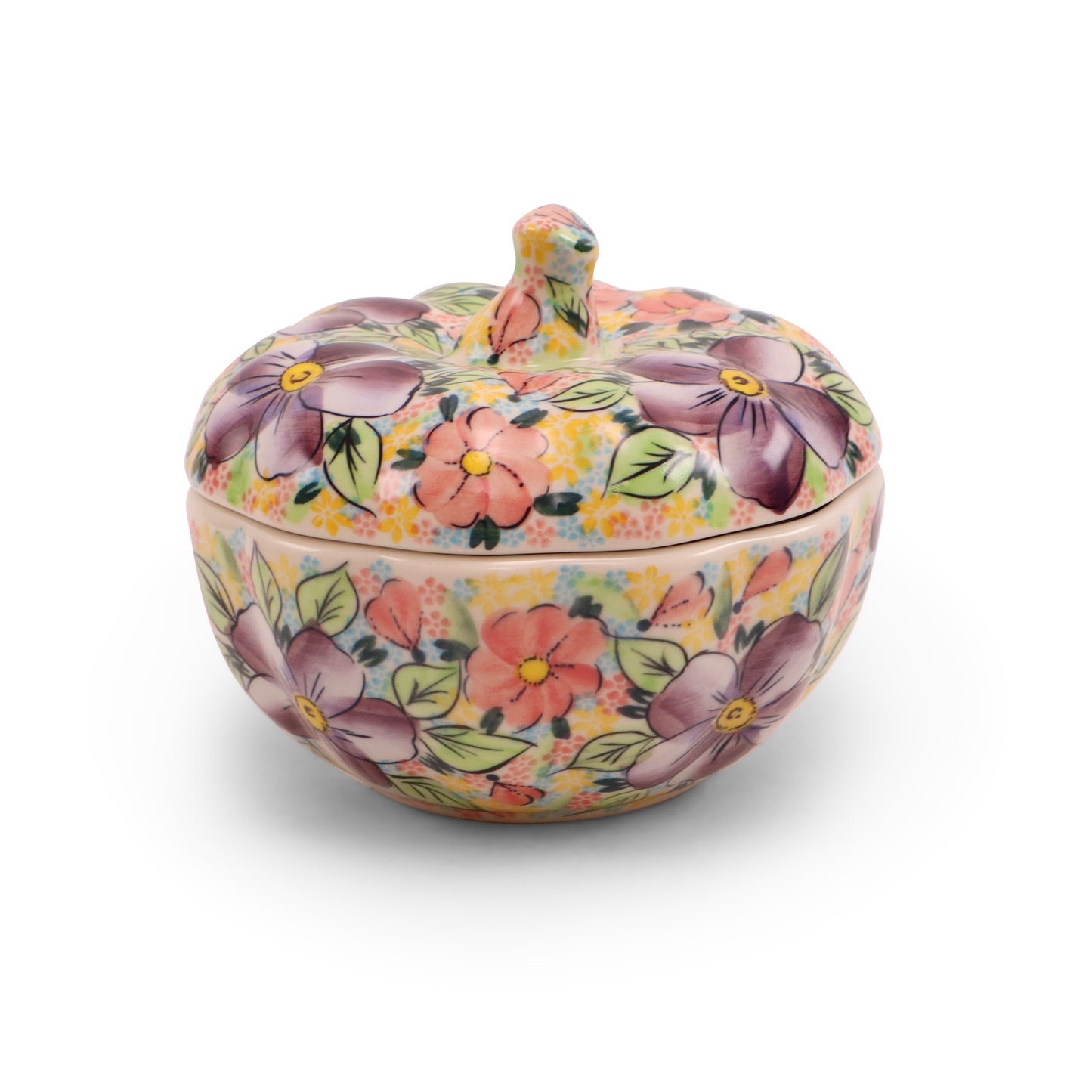 6"x3" Pumpkin Container.Pattern: Peach Cozy