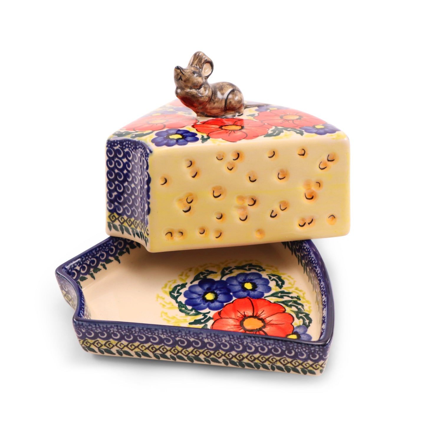 7"x5" Cheese Cover and Plate. Pattern: Poppies