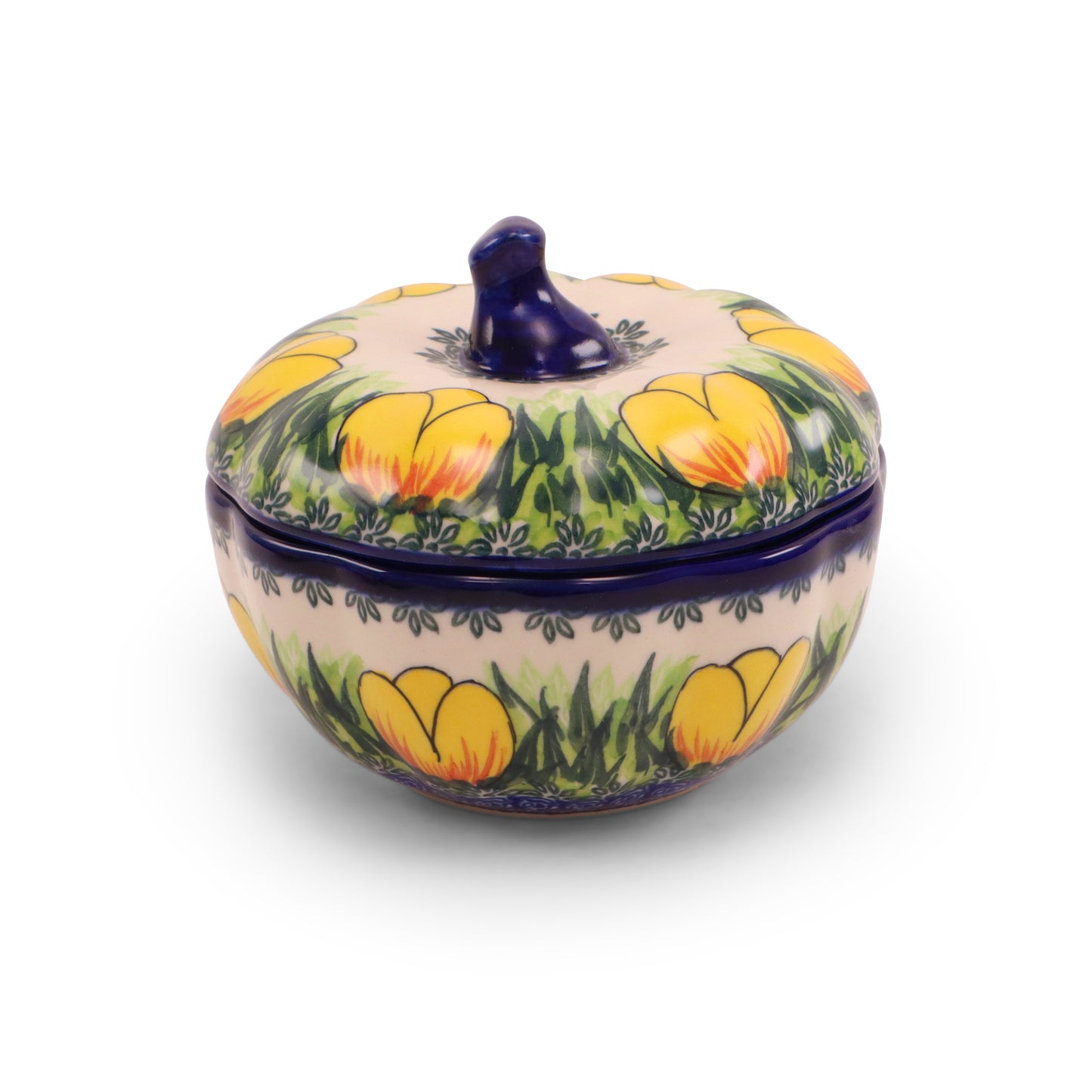 6"x3" Pumpkin Container.Pattern: Tulip Time