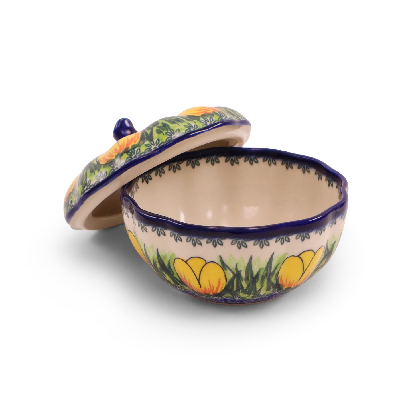 6"x3" Pumpkin Container.Pattern: Tulip Time
