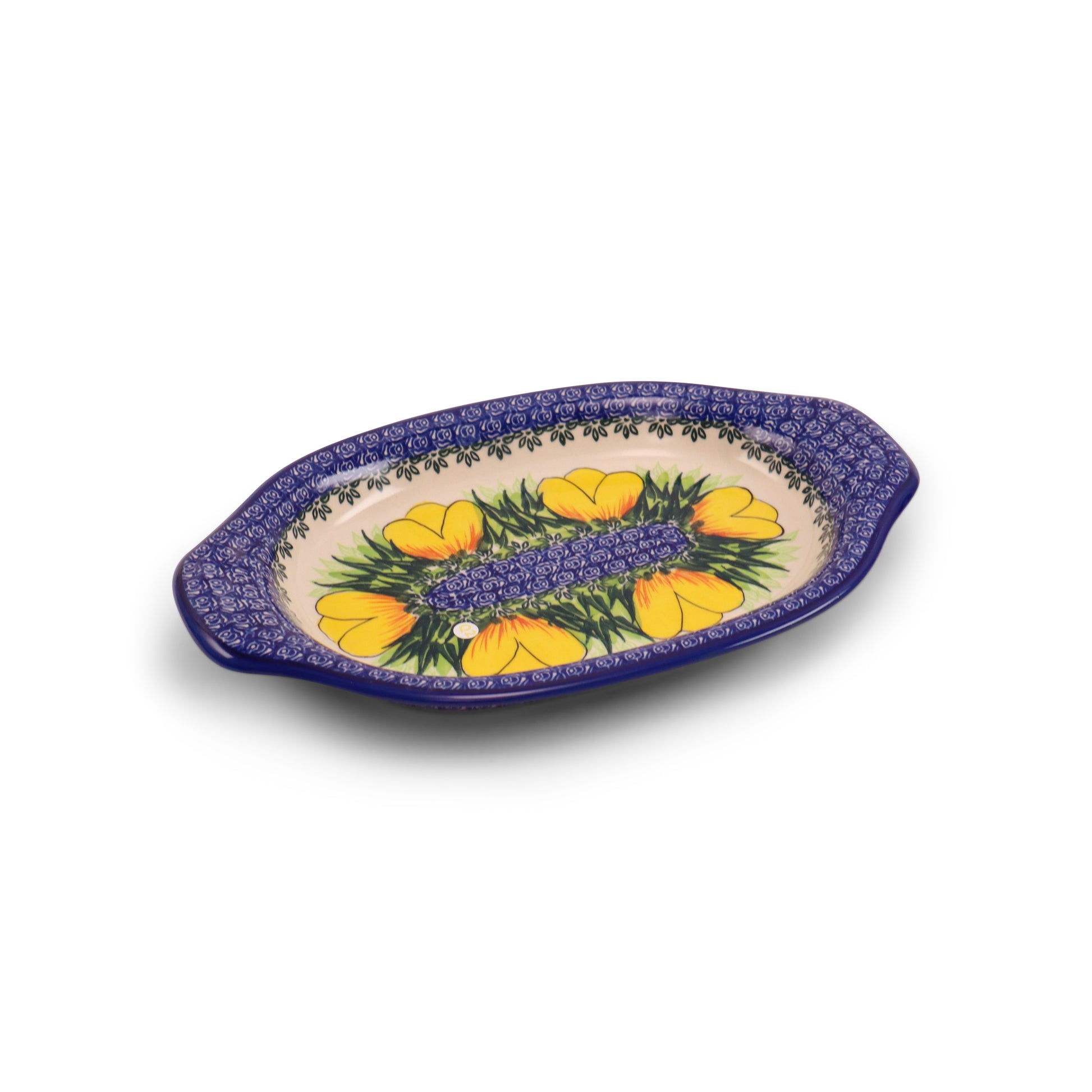12"x8" Oval Tray with Handles 2Q.Pattern: Tulip Time