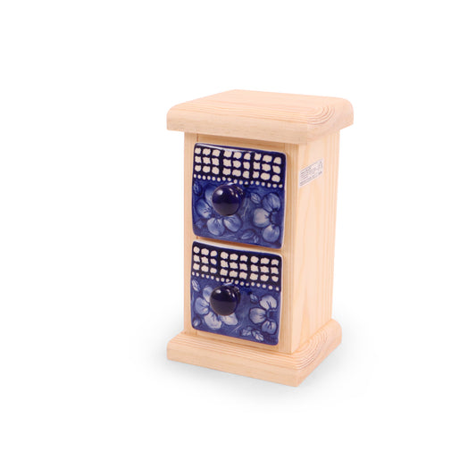 4"x4.5"x8" 2 Drawer Wooden Spice Box. Pattern: A19B
