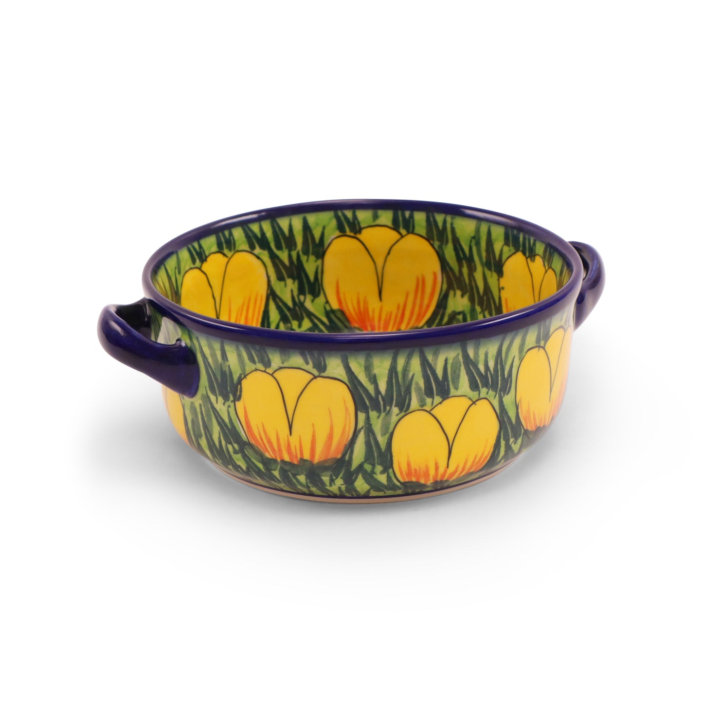 6.5"x2.5" Round Baker with Handles.Pattern: Blast of Sunshine