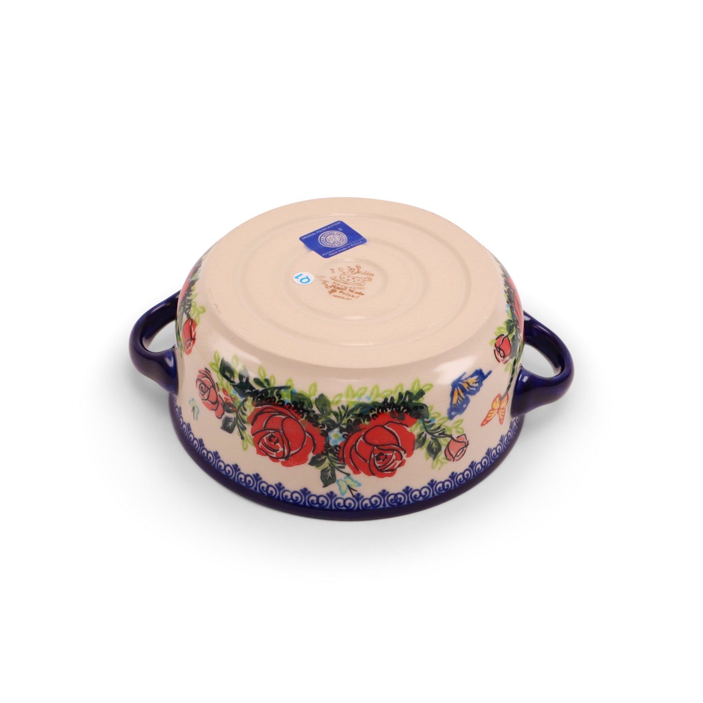 6.5"x2.5" Round Baker with Handles.Pattern: Rose Garden