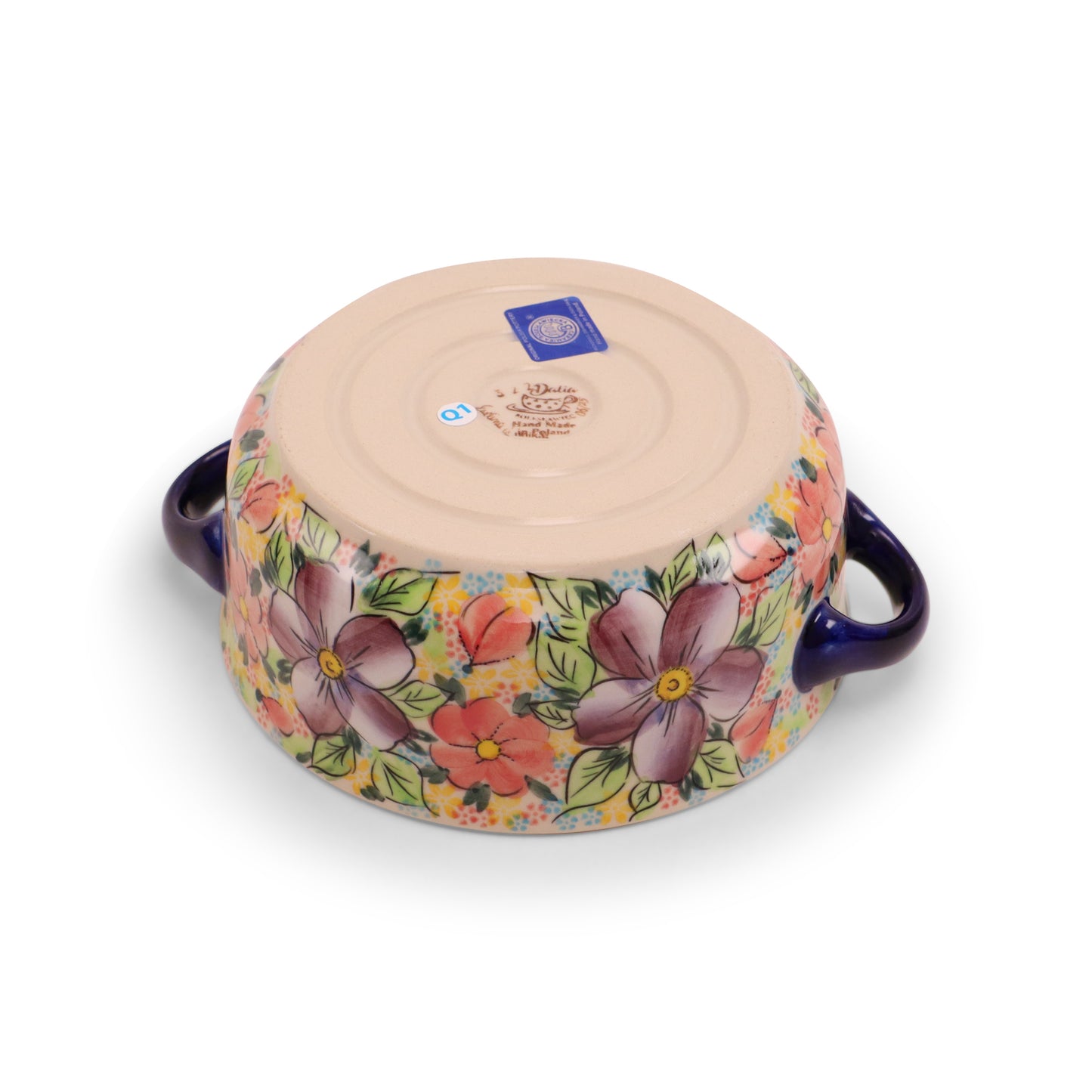 6.5"x2.5" Covered Baker with Handles.Pattern: Peach Cozy