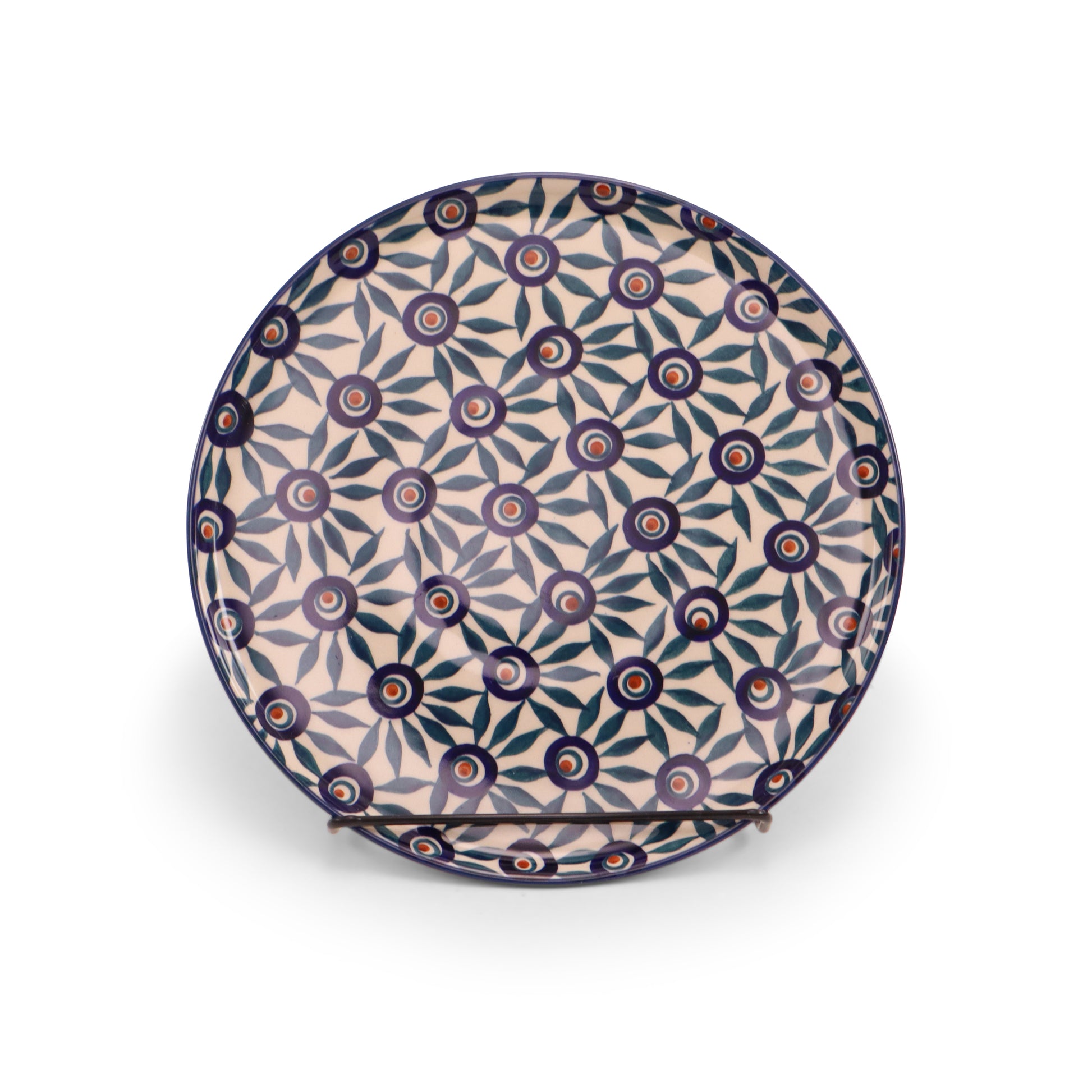 9" Round Tray.Pattern: Modern Peacock