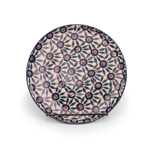 9" Round Tray.Pattern: Modern Peacock