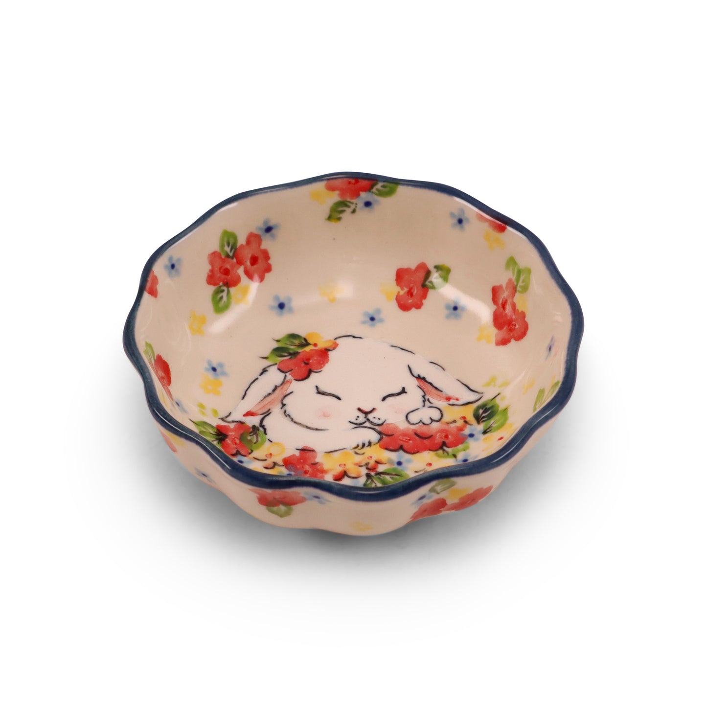 4.5" Ruffled Deep Bowl. Pattern: Peachy