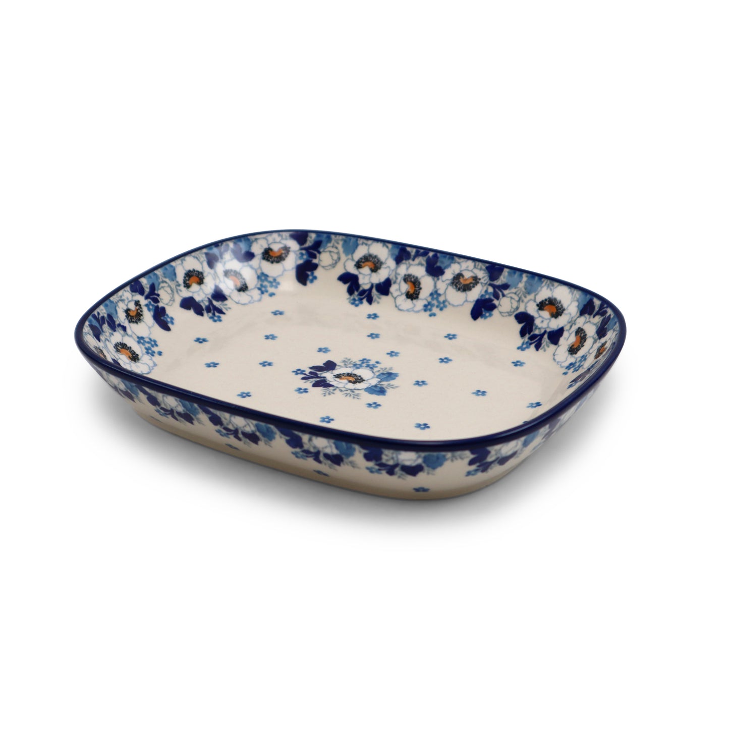 9"x7.5" Shallow Rectangular Baker.Pattern: Babcia's Garden