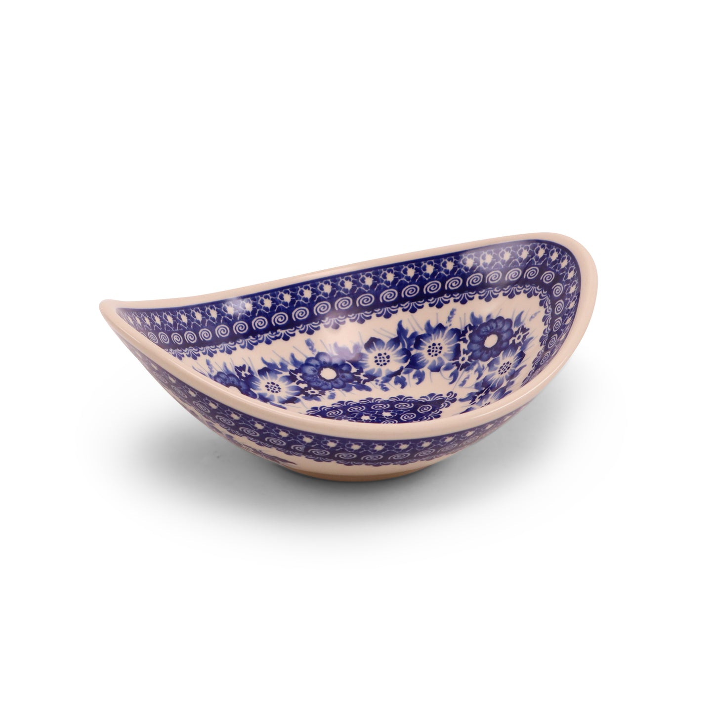 8"x7" Oval Boat Bowl.Pattern: Cobalt Meadow
