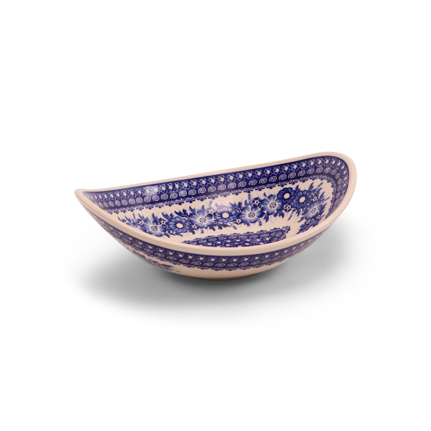 10.5"x8" Oval Boat Bowl.Pattern: Cobalt Meadow