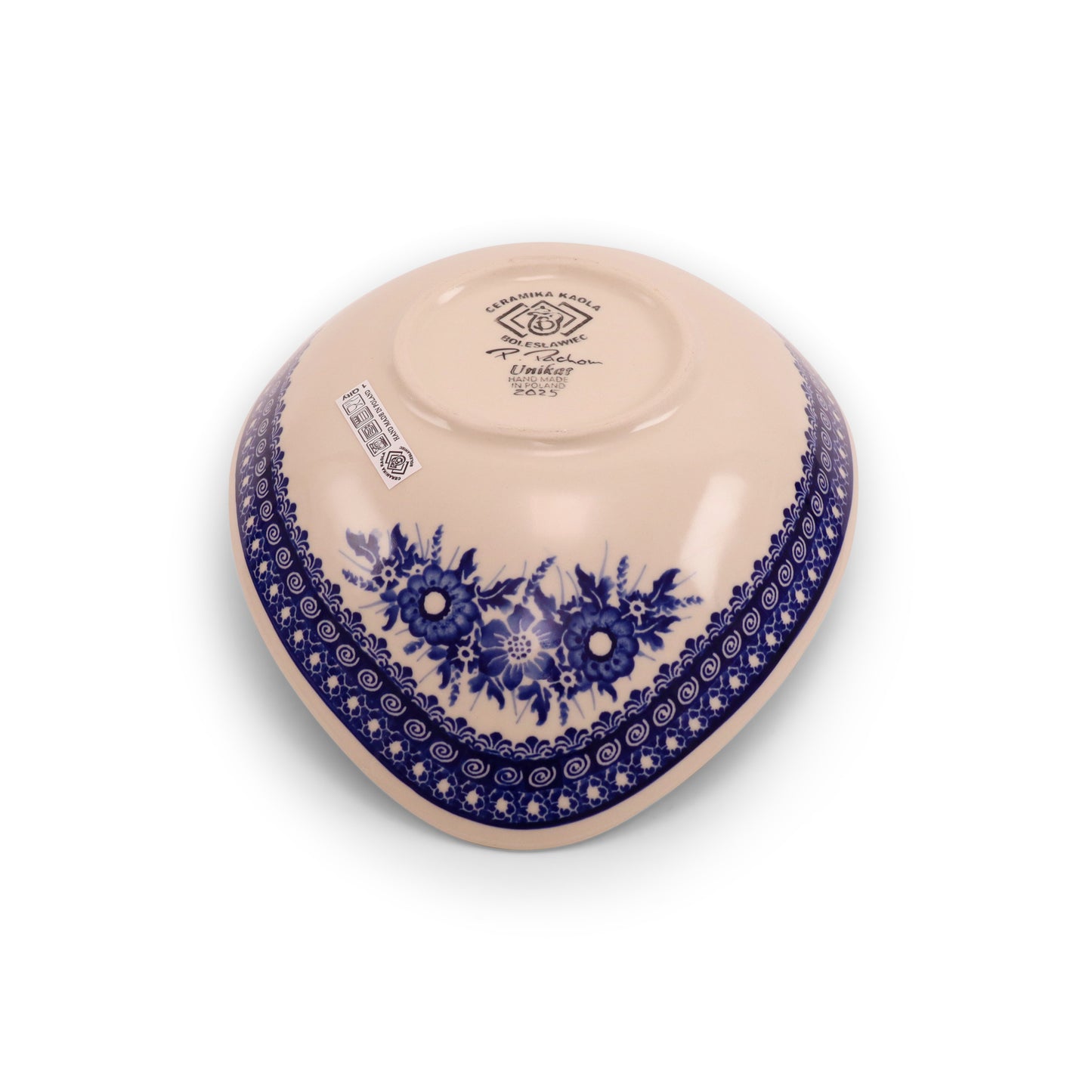 10.5"x8" Oval Boat Bowl.Pattern: Cobalt Meadow