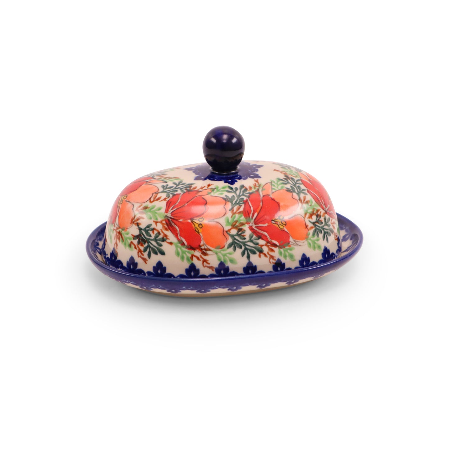 6.5"x5"x.5" Butter Dish, Pattern: Hibiscus