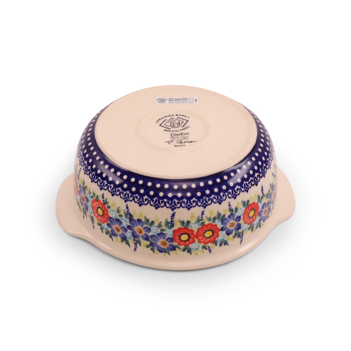 9"x3.5" Covered Baker with Handles.Pattern: Summer Crown