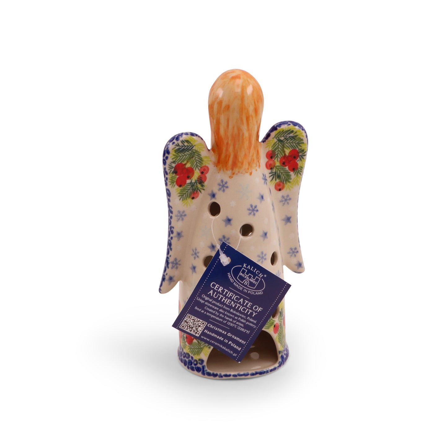 8"x4" Angel Luminary, Pattern: Berry Wreath