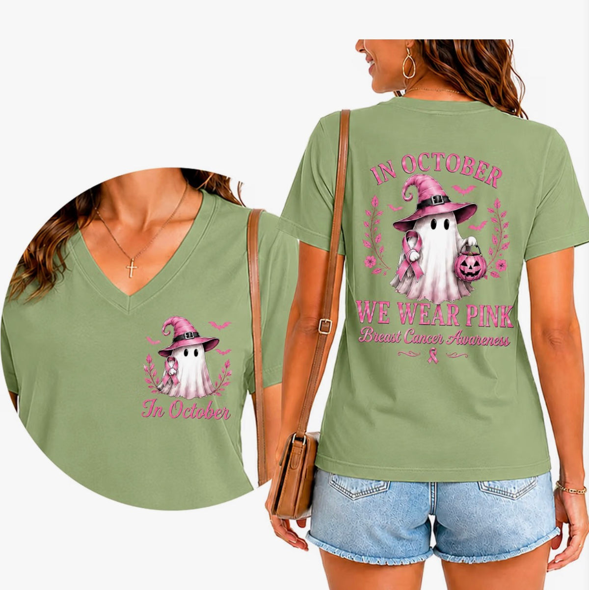 3XL-Breast Cancer Awerness Shirt ,Pattern:Green