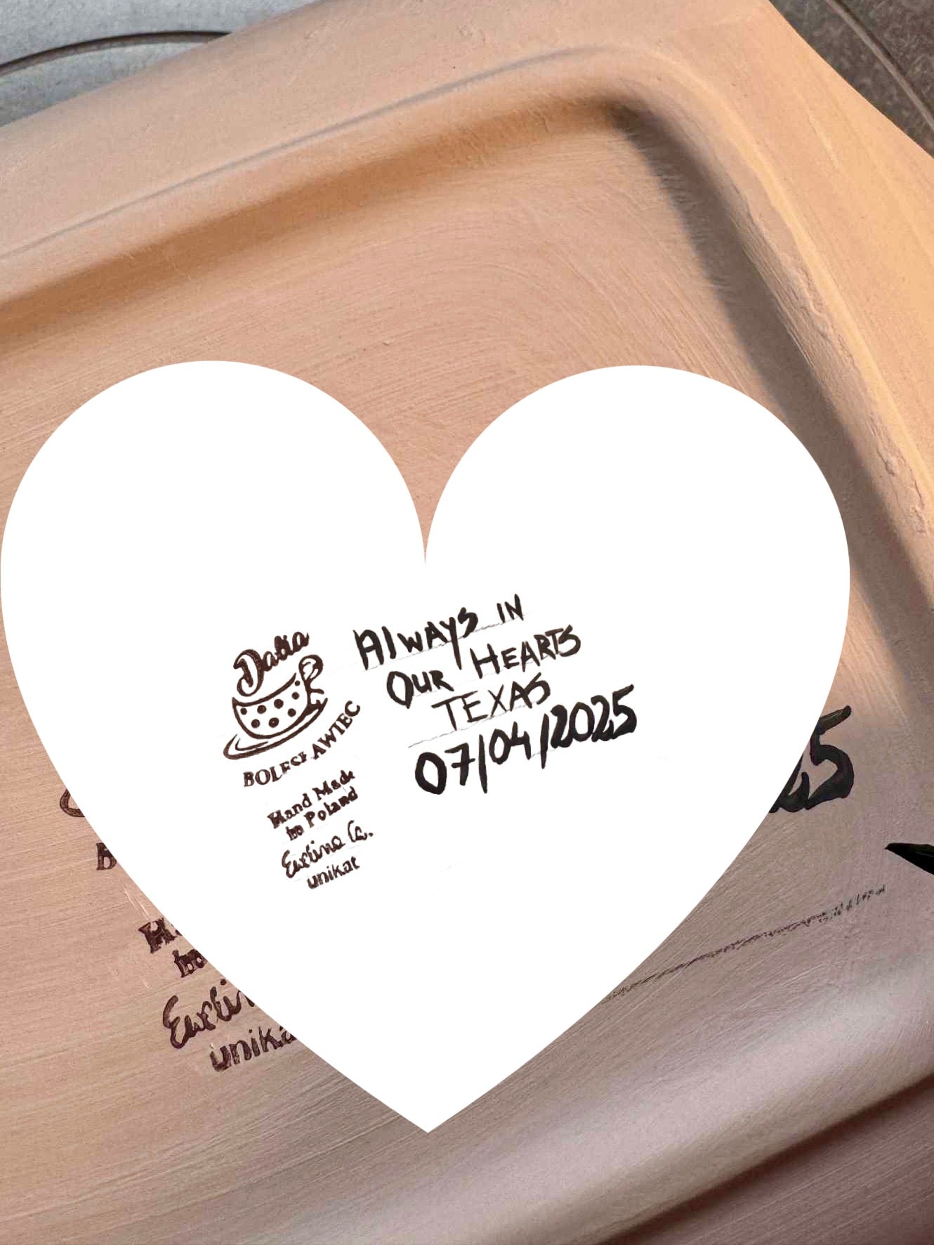 8x7 Heart plate preorder Pattern:Always in Our Hearts.