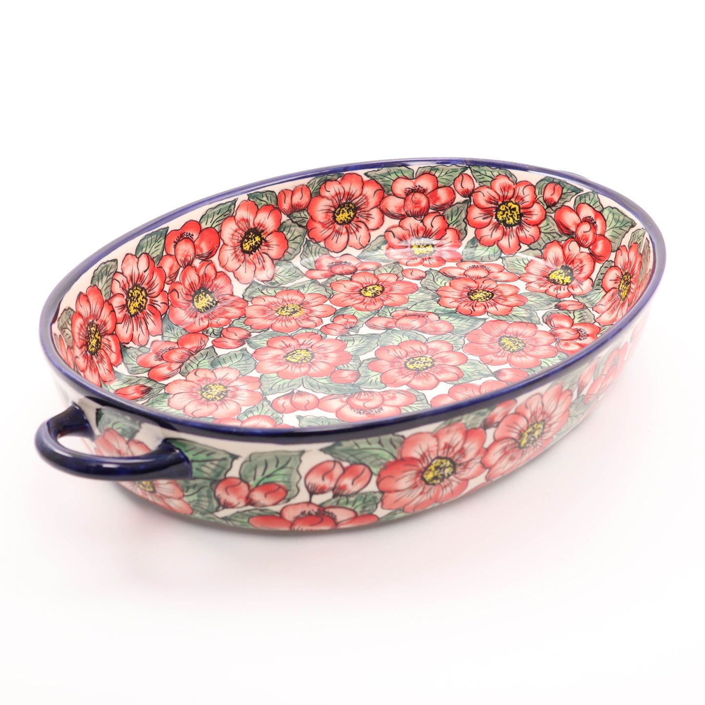 14"x11"x2" Oval Baker w/ Handles. Pattern: A6R